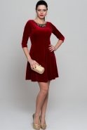 Короткое Велюровое Вечернее Платье красный AR36759