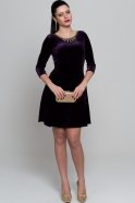 Короткое Велюровое Вечернее Платье Пурпурный AR36759