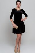 Короткое Велюровое Вечернее Платье Черный AR36759