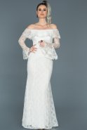 Длинное Вечернее Платье Русалка Белый ABU506