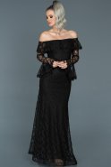 Длинное Вечернее Платье Русалка Черный ABU506