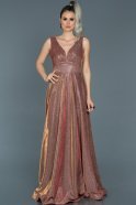 Длинное Помолвочное Платье Золотой-Красный ABU082