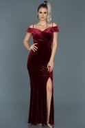 Бархатное Платье Бордовый ABU501
