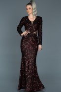 Длинное Вечернее Платье Русалка Бордовый ABU498