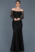 Длинное Вечернее Платье Черный ABU011