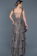 Длинное Помолвочное Платье Черный-Серебряный ABU524
