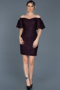 Короткое Платье На Приглашение Тёмно-пурпурный ABK297