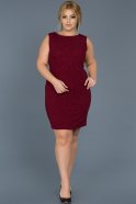 Короткое Свободное Вечернее Платье Бордовый ABK308