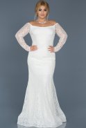 Длинное Платье Большого Размера Белый ABU011