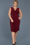 Короткое Свободное Вечернее Платье Бордовый ABK307
