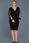 Короткое Вечернее Платье Черный ABK305