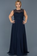 Длинное Свободное Вечернее Платье Темно-синий ABU538