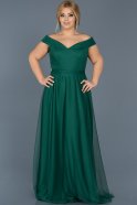 Длинное Свободное Вечернее Платье Изумрудно-зеленый ABU020