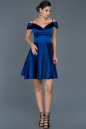 Короткое Атласное Пригласительное Платье Ярко-синий ABK309