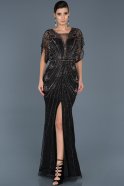 Длинное Помолвочное Платье Черный ABU542