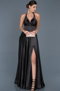 Длинное Атласное Платье Для Помолвки Черный ABU543