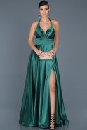 Длинное Атласное Платье Для Помолвки Изумрудно-зеленый ABU543