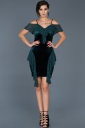 Бархатное Пригласительное Платье Изумрудно-зеленый ABK344