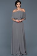Длинное Выпускное Платье Серый ABU703