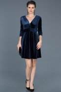 Бархатное Пригласительное Платье Темно-синий ABK295