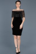 Бархатное Пригласительное Платье Черный ABK355