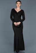 Длинное Вечернее Платье Русалка Черный ABU540