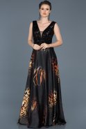 Длинное Помолвочное Платье Черный ABU589