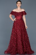 Длинное Помолвочное Платье Бордовый ABU586