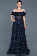 Длинное Помолвочное Платье Темно-синий ABU586