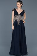 Длинное Помолвочное Платье Темно-синий ABU587