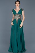 Длинное Помолвочное Платье Изумрудно-зеленый ABU587