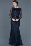 Длинное Выпускное Платье Русалка Темно-синий ABU569