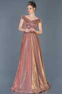 Длинное Помолвочное Платье Пыльно-розовый ABU599