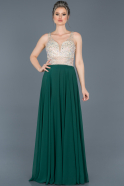 Длинное Вечернее Платье Изумрудно-зеленый ABU093
