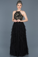 Длинное Помолвочное Платье Черный ABU526
