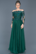 Длинное Вечернее Платье Принцесса Изумрудно-зеленый ABU019