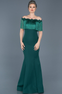 Длинное Вечернее Платье Изумрудно-зеленый ABU010