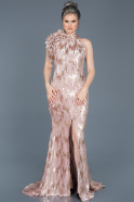 Длинное Помолвочное Платье Пудровый ABU572