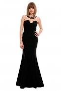 Длинное Вечернее Платье Черный O3905