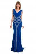 Длинное Вечернее Платье Ярко-синий O3937