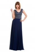 Длинное Вечернее Платье Темно-синий F1665