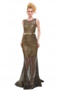 Длинное Вечернее Платье Черный-Золотой O3860