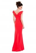Длинное Вечернее Платье Оранжево-Красный O3842