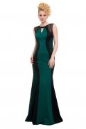 Длинное Вечернее Платье Зеленый-Черный C3109