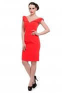 Короткое Вечернее Платье Оранжево-Красный O3830