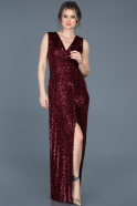 Длинное Пригласительное Платье Бордовый ABU602