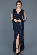 Выпускное Платье Русалка Асимметричное Темно-синий ABO015