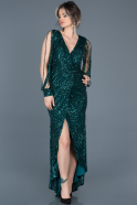 Выпускное Платье Русалка Асимметричное зелёный ABO015