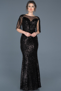 Длинное Вечернее Платье Русалка Черный ABU607