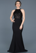 Длинное Вечернее Платье Русалка Черный ABU608